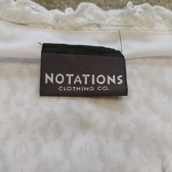 Notations Clothing Co White Lace Frill Size Small 19 Pit Summer Sheer Kawaii - Picture 5 of 7
